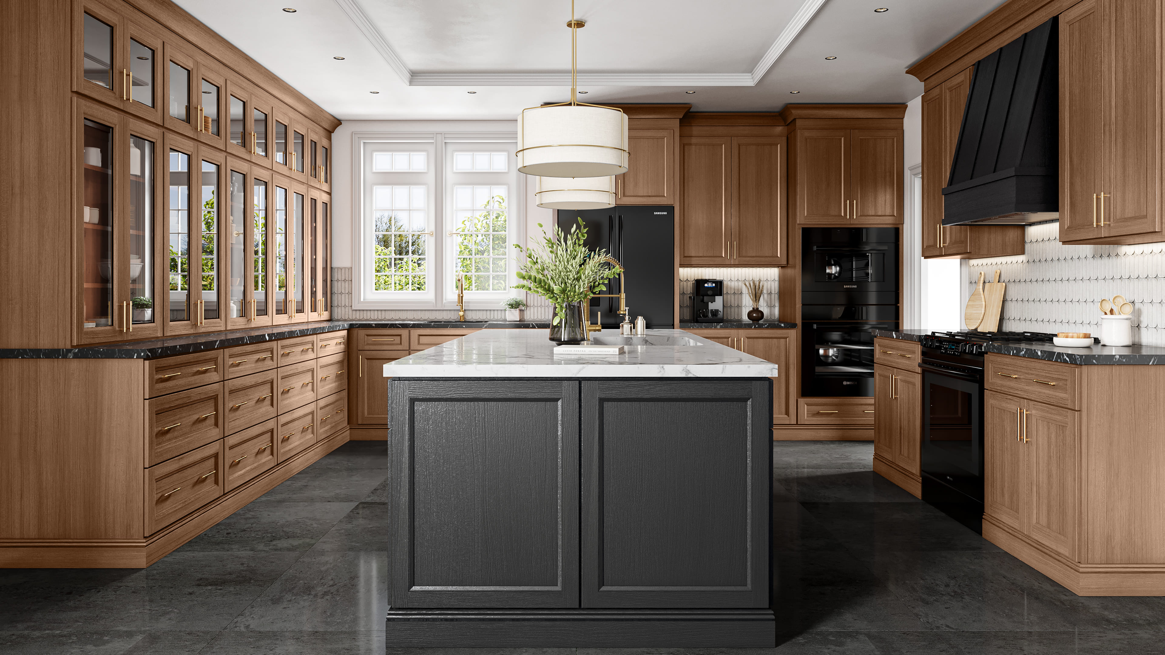 Bourbon Oak cabinet finish — warm, rich wood tones